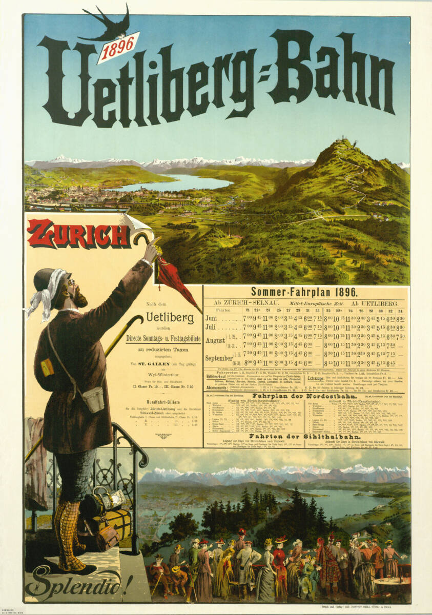 Anonym, Uetliberg-Bahn; ZURICH; Sommer-Fahrplan 1896