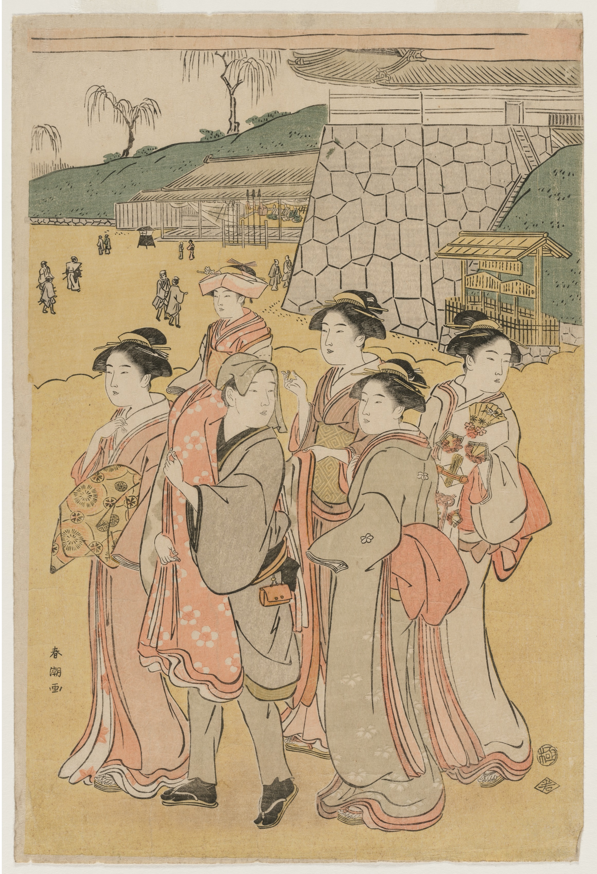 Katsukawa Shunchō, Women Accompanying a Girl to a Shrine