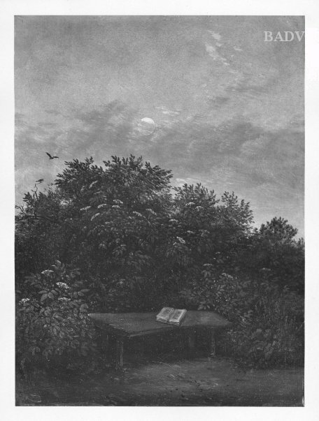 Carl Gustav Carus, garden-bench and moonlight