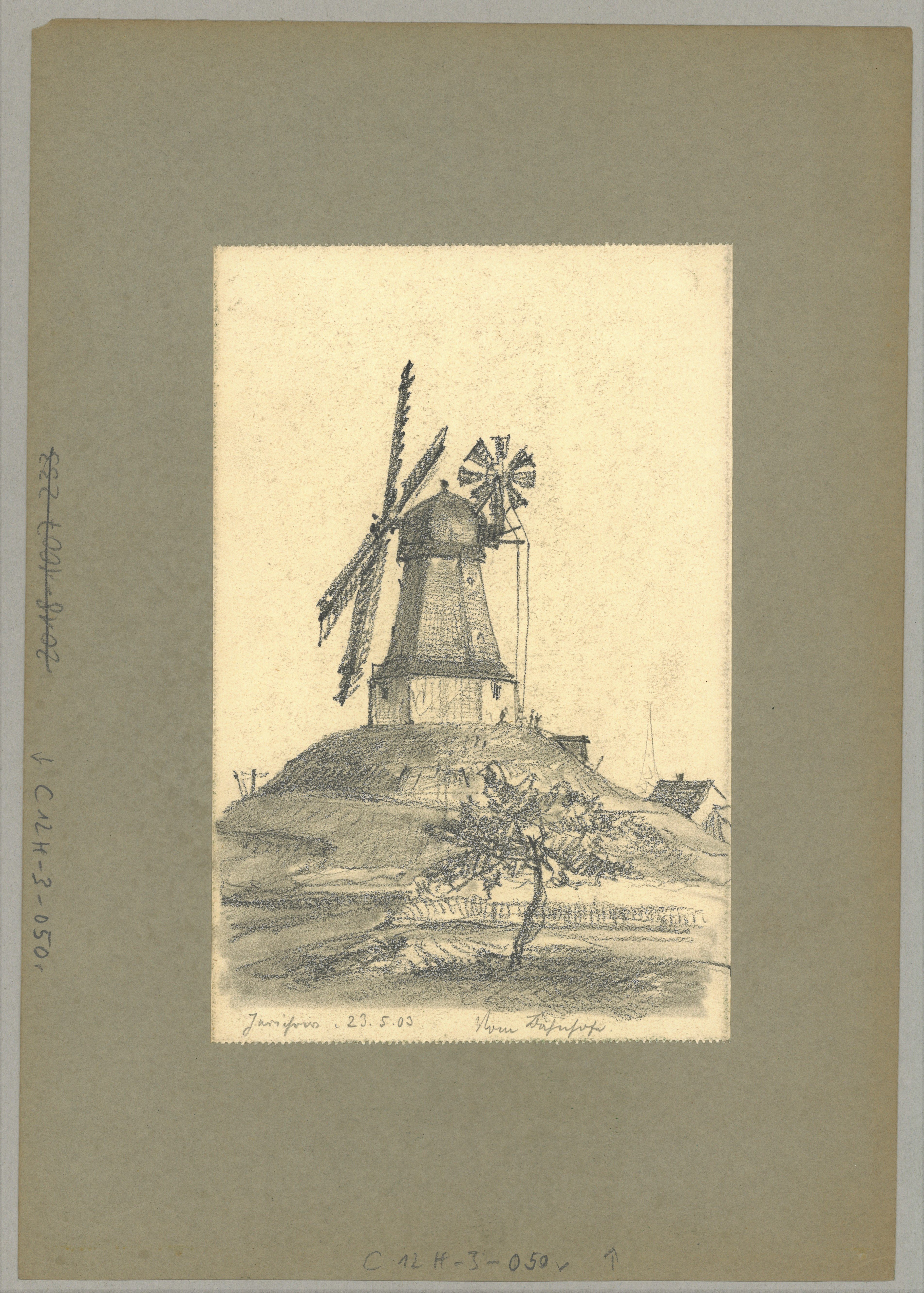 Adolph Doebber, Jerichow: Holländer-Windmühle von Norden (Skizze)