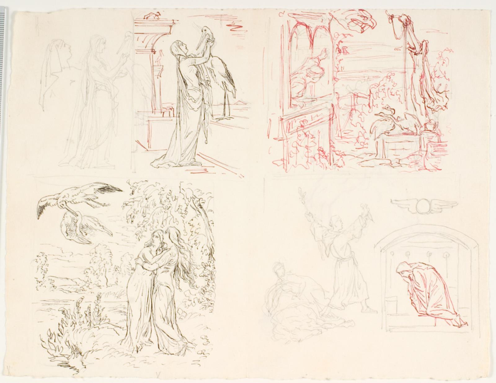 Lorenz Frølich, Fire illustrationsudkast til H.C. Andersen, "Dynd-Kongens Datter"