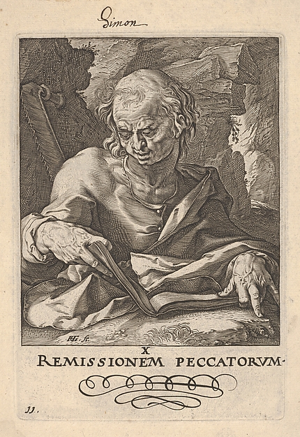 Hendrick Goltzius, St. Simon, from "Christ, the Apostles and St. Paul with the Creed"