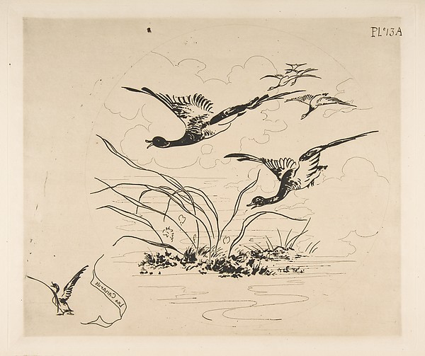 Félix Bracquemond, Decoration for a Plate: Ducks