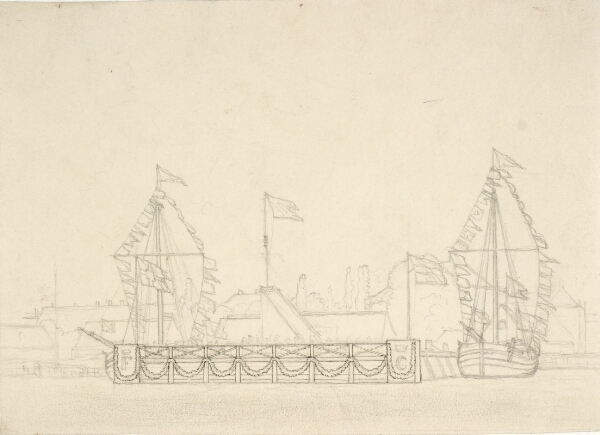 C.W. Eckersberg, Festudsmykning ved Nyhavn, set fra vandet mod den gamle botaniske have