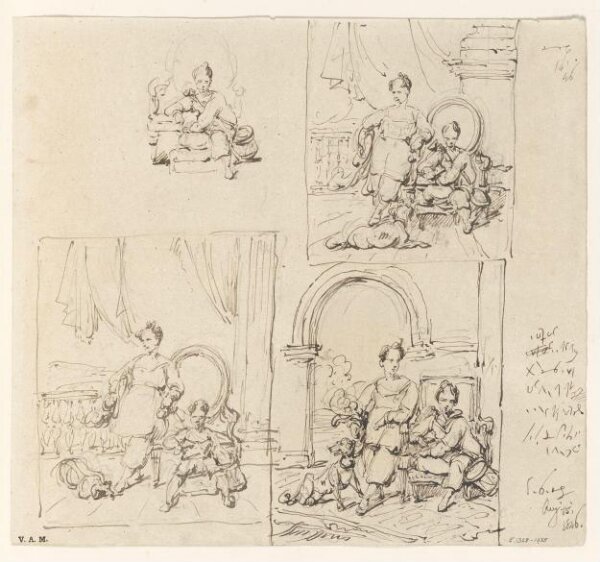 George Chinnery, Studies for a portrait of Western children