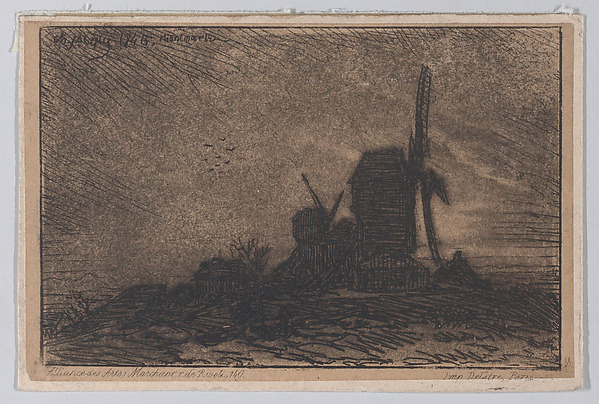 Charles Jacque, Two Windmills in Montmartre
