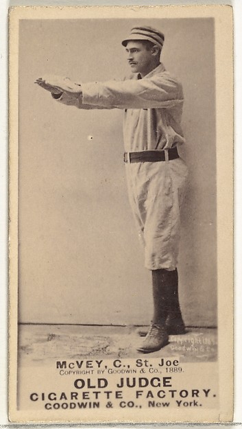 Goodwin & Company, George W. McVey, Catcher, St. Joseph Clay Eaters, from the Old Judge series (N172) for Old Judge Cigarettes