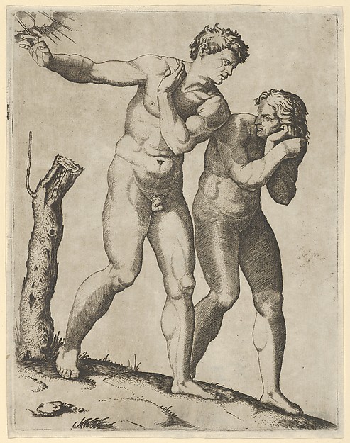 Marcantonio Raimondi, Adam and Eve being expelled from paradise