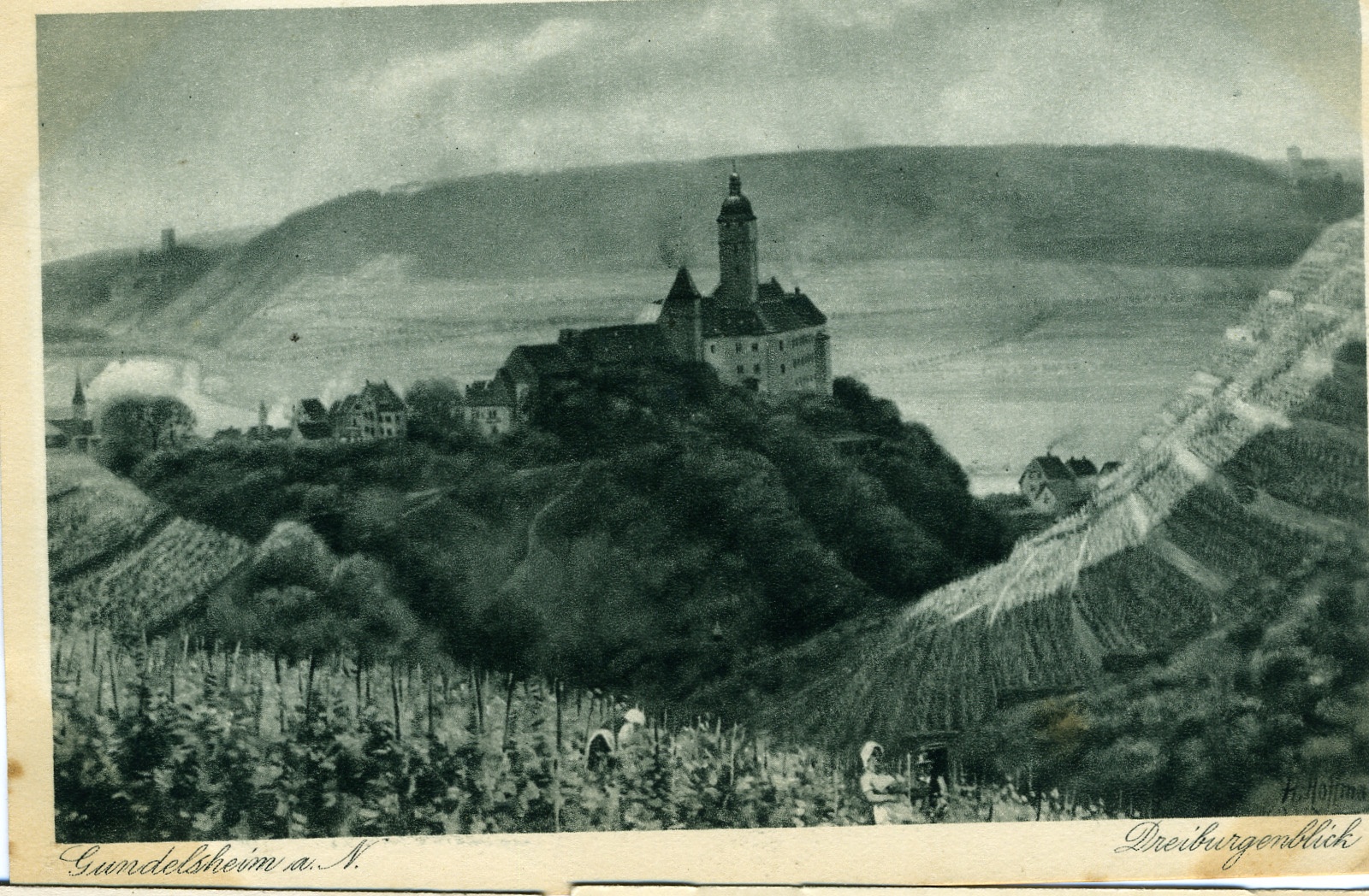 Heinrich Hoffmann (Kunstmaler), Postkarte Gundelsheim