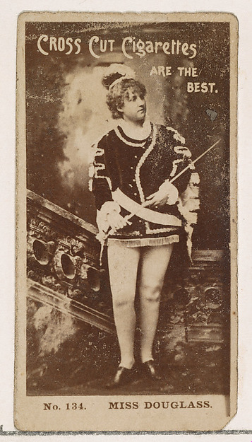 W. Duke, Sons & Co., Card Number 134, Miss Douglass, from the Actors and Actresses series (N145-2) issued by Duke Sons & Co. to promote Cross Cut Cigarettes