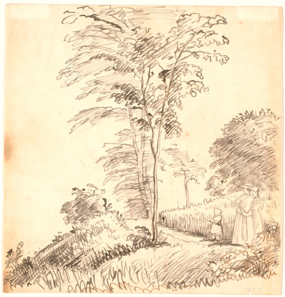 P.C. Skovgaard, Spadserende på sti (muligvis Vedbæk).
