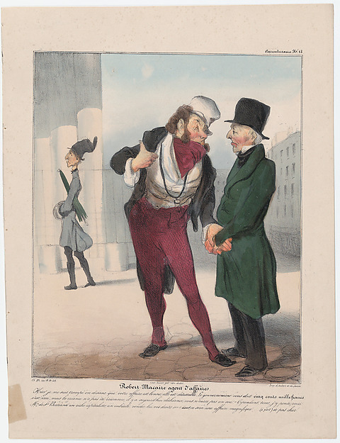 Honoré Daumier, Plate 13: Robert Macaire, business agent, from 'Caricaturana,' published in Les Robert Macaires