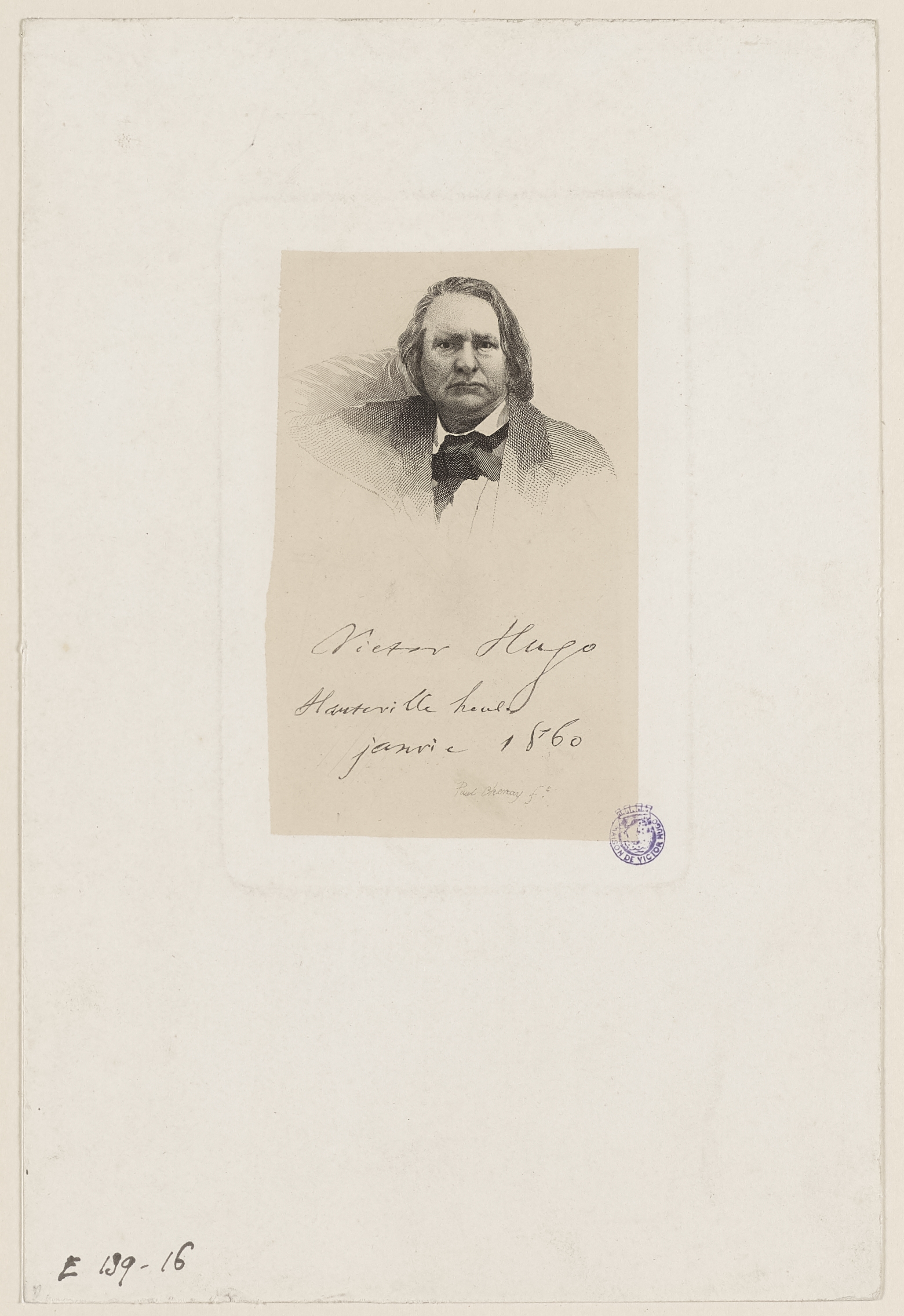 Paul Chenay, Victor Hugo, Hauteville House, janvier 1860
