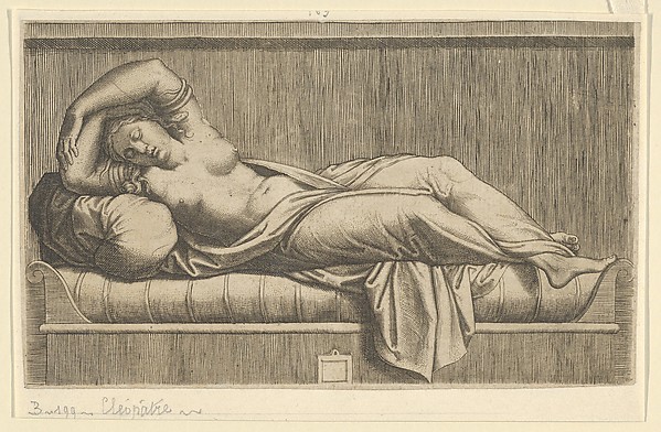 Anonymous, Cleopatra, partly naked laying on a bed