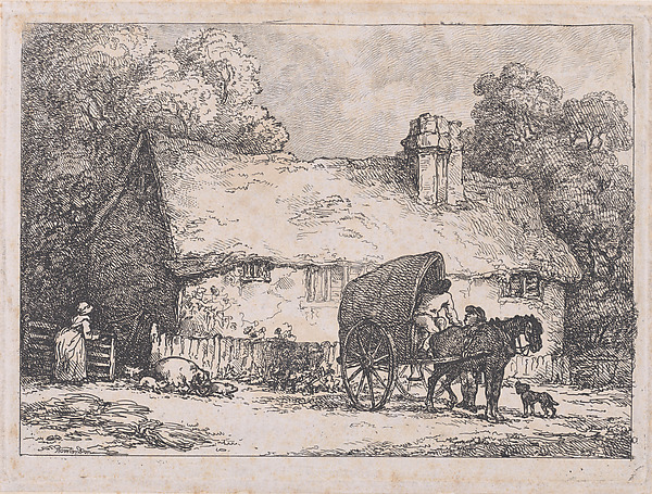Thomas Rowlandson, Cottage with Cart and Pigs