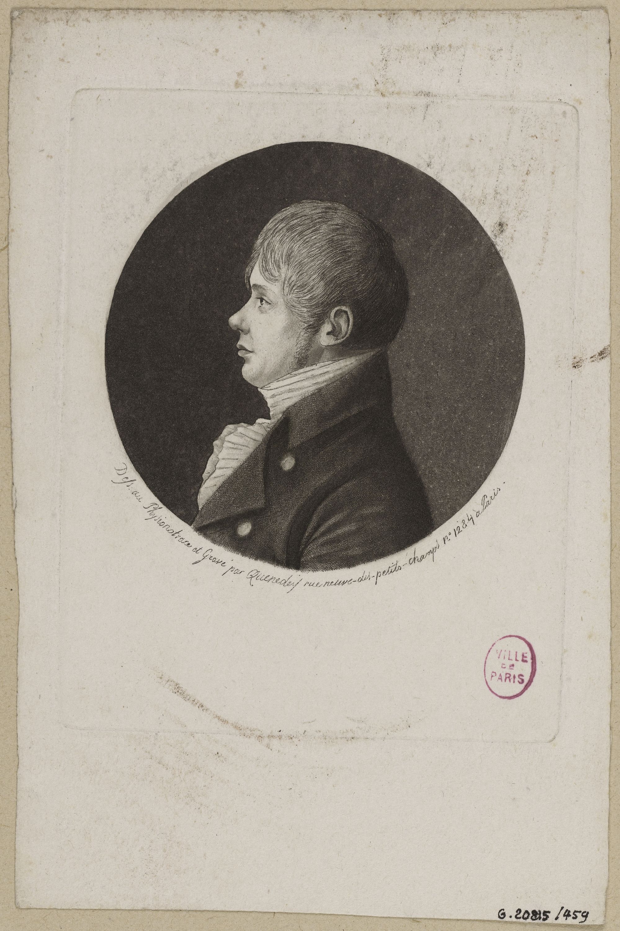 Edmé Quenedey, Portrait d'un homme, fin XVIIIème siècle/début XIXème siècle