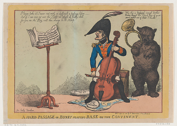 Thomas Rowlandson, A Hard Passage, or Boney Playing Base on the Continent