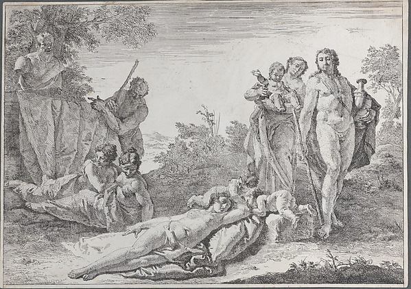 Francesco Fontebasso, Nine Figures near a Herm of Pan, from "Bacchanals and Histories"