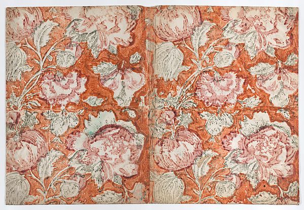 Anonymous, Book cover with floral pattern with orange background