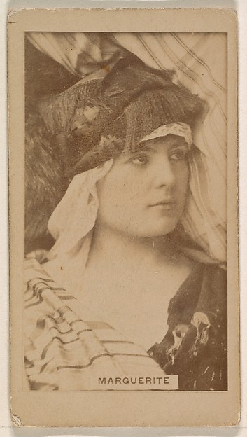 Kinney Brothers Tobacco Company, Miss Marguerite, from the Actresses series (N245) issued by Kinney Brothers to promote Sweet Caporal Cigarettes