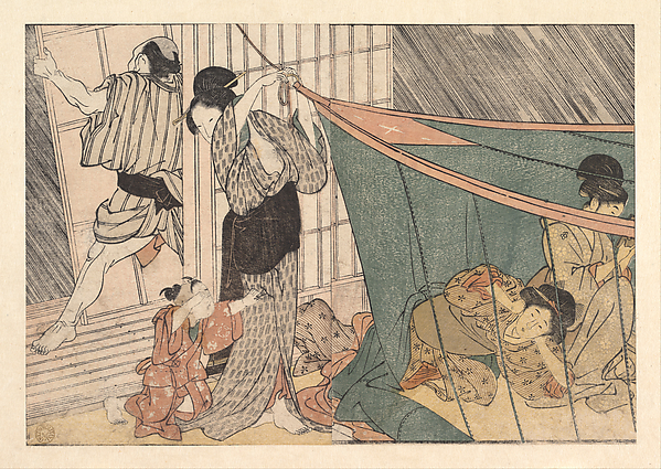 Kitagawa Utamaro, The Coming Thunderstorm, from the illustrated book Flowers of the Four Seasons