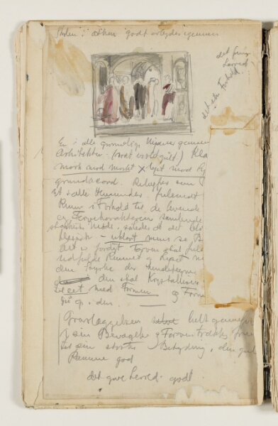J.A. Jerichau (II), Studie efter Raphaels "Skolen i Athen", Vatikanet. Desuden kommentarer til samme billede samt til "Gravlæggelsen", formentlig maleriet med samme motiv af Jerichau selv