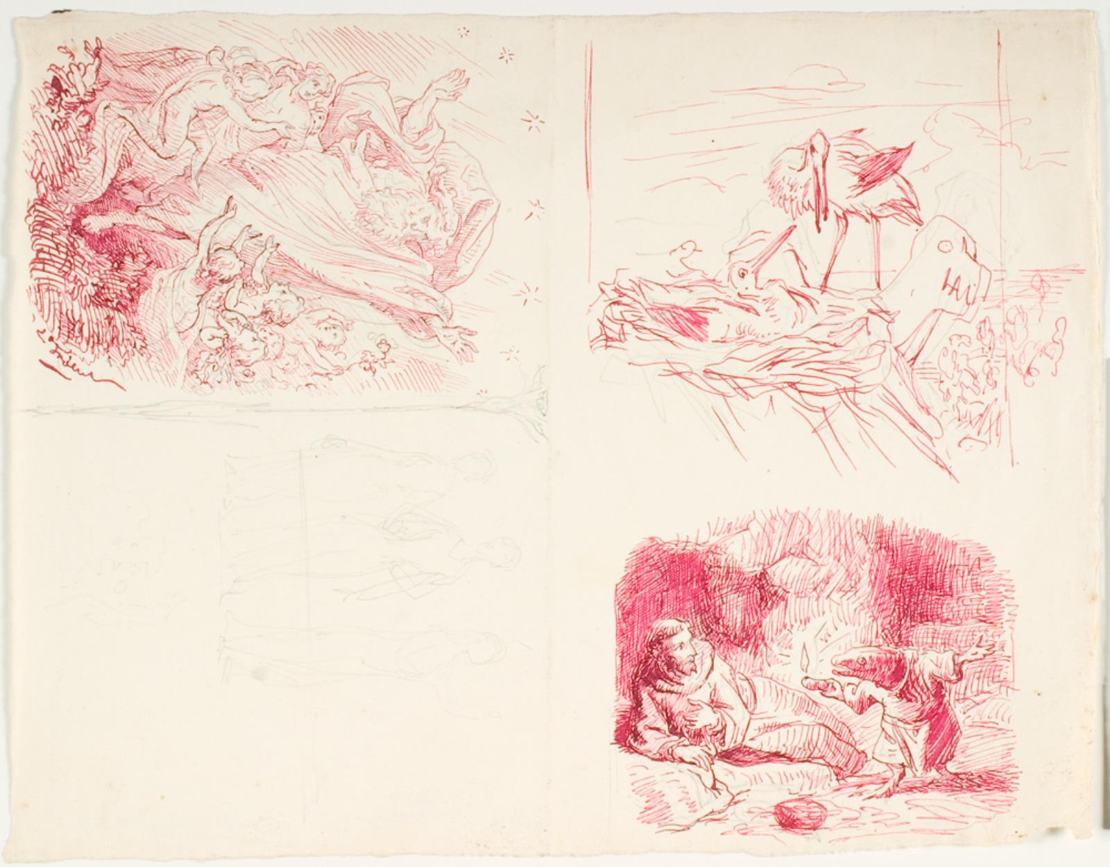 Lorenz Frølich, Fire illustrationsudkast til H.C. Andersen, "Dynd-Kongens Datter"
