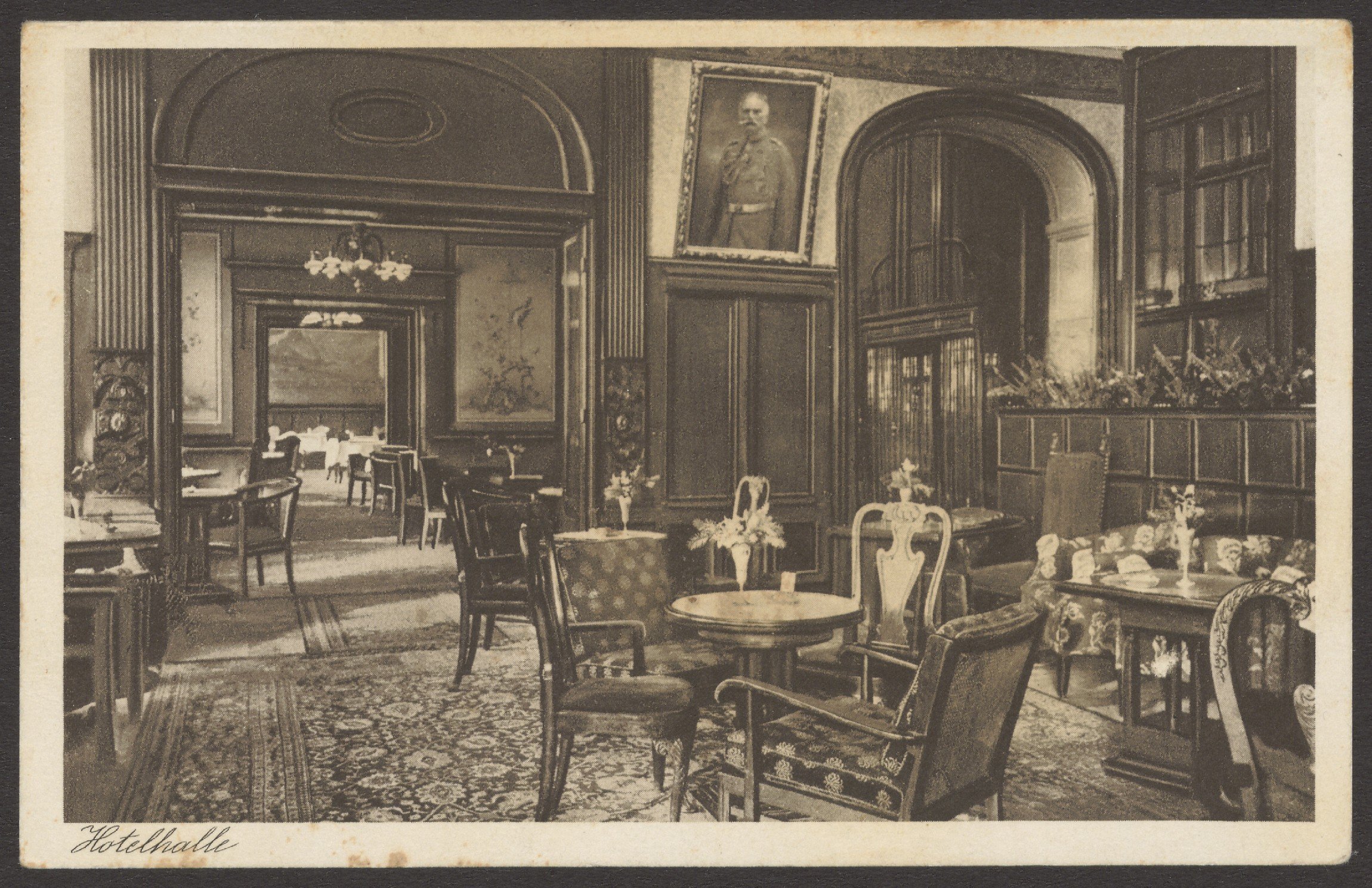 Ansichtskartenverlag Nettke (Berlin-Köpenick), Ansichtskarte „Hotel Nürnberger Hof", Hotelhalle, Askanischer Platz 1
