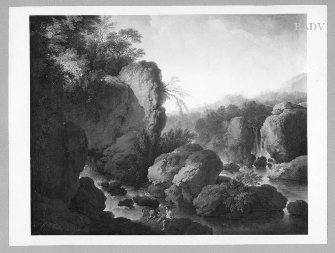 Christian Wilhelm Ernst Dietrich, Rocks with waterfall + boys