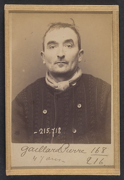 Alphonse Bertillon, Gaillard. Pierre, Auguste. 47 ans, né à Foulanges (Cantal). Employé de commerce. Anarchiste. 15/3/94.