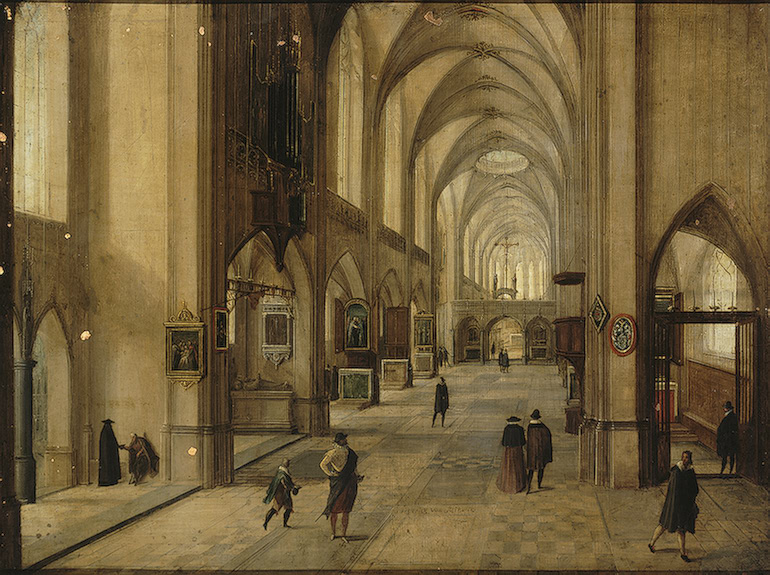 Hendrik van Steenwijk II, Interior of a Gothic Church
