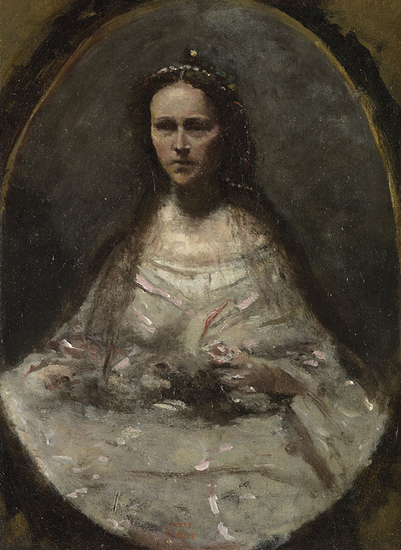 Jean-Baptiste Camille Corot, Sketch of a Woman in Bridal Dress