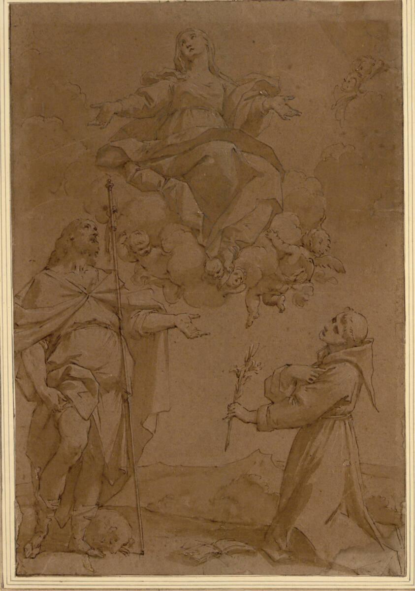 Anonym, Die Madonna erscheint den Heiligen Rochus und Antonius von Padua