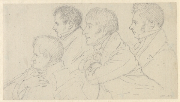 C.W. Eckersberg, Fire hoveder i profil mod venstre