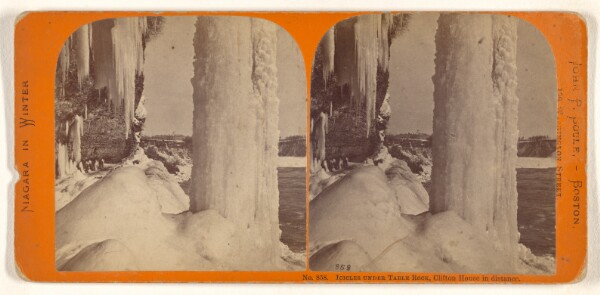 John P. Soule, Icicles Under Table Rock, Clifton House in distance.