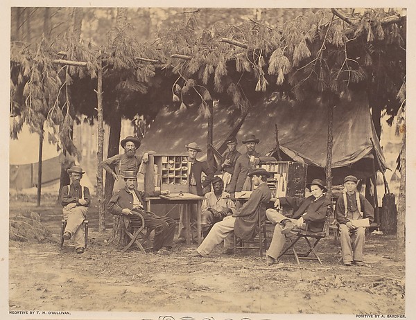 Timothy H. O'Sullivan, Chief Officer and Clerks of the Ambulance Department, 9th Army Corps, in Front of Petersburg, Virginia