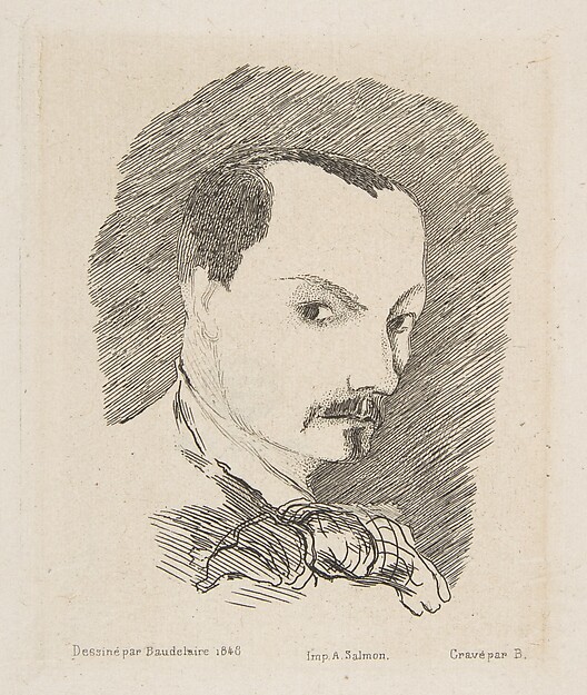 Félix Bracquemond, Portrait of Charles Baudelaire, after his own design of 1848