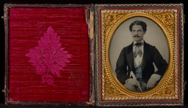 Unknown, [Portrait of a Seated Man with a Mustache Holding a Cane]