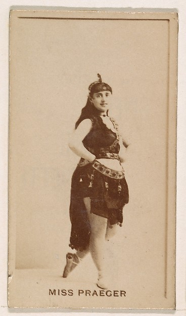Kinney Brothers Tobacco Company, Miss Praeger, from the Actresses series (N245) issued by Kinney Brothers to promote Sweet Caporal Cigarettes