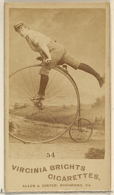 Allen & Ginter, Card 54, from the Girl Cyclists series (N49) for Virginia Brights Cigarettes