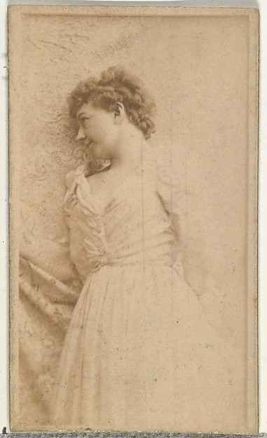 W. Duke, Sons & Co., [Actress leaning against cloth backdrop], from the Actors and Actresses series (N145-8) issued by Duke Sons & Co. to promote Duke Cigarettes