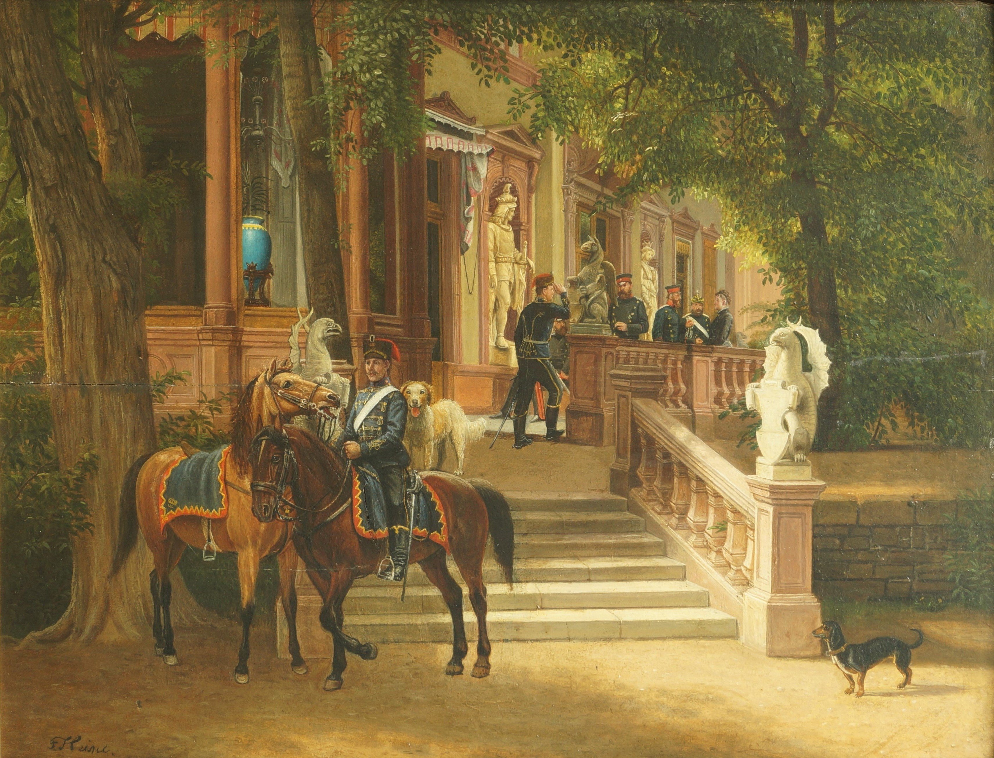 Friedrich Wilhelm Heine, Ankunft von Maximilian von Heyl vor dem "Heyl-Schlösschen"
