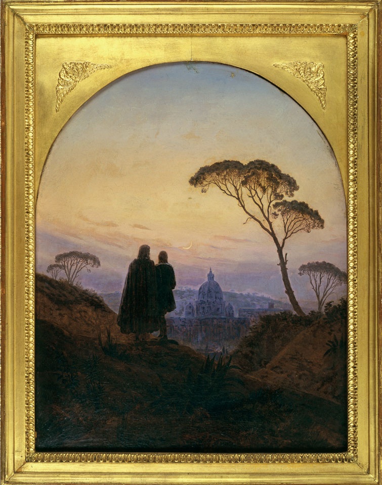 Carl Gustav Carus, Erinnerung an Rom I (Blick auf die Peterskirche in Rom, im Vordergrund Raffael und Michelangelo)