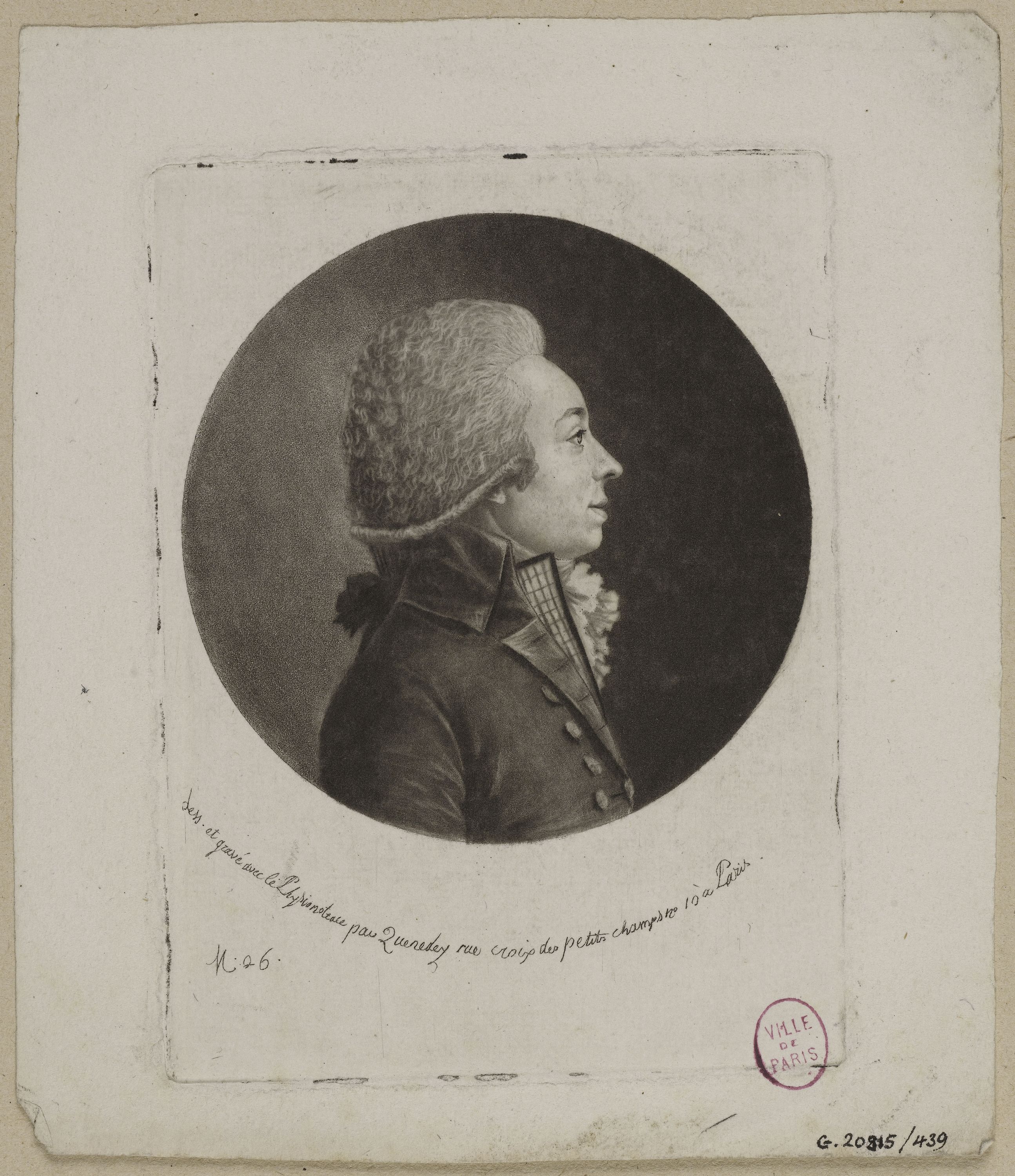 Edmé Quenedey, Portrait d'un homme, fin XVIIIème siècle/début XIXème siècle