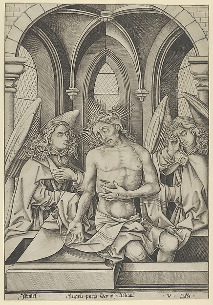 Israhel van Meckenem, Christ as the Man of Sorrows Between Two Angels