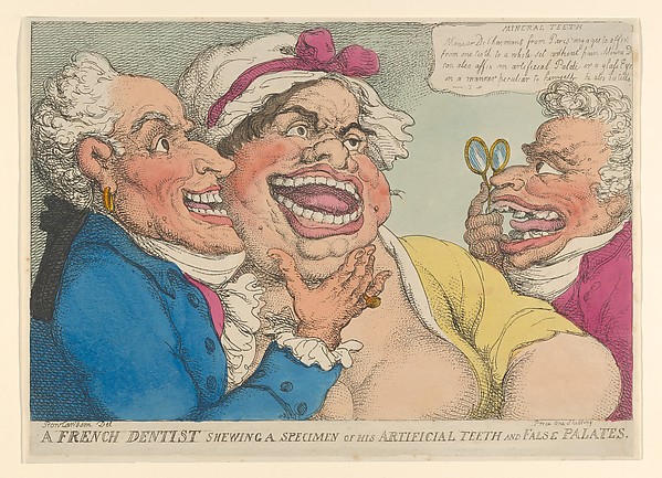 Thomas Rowlandson, A French Dentist Shewing a Specimen of His Artificial Teeth and False Palates