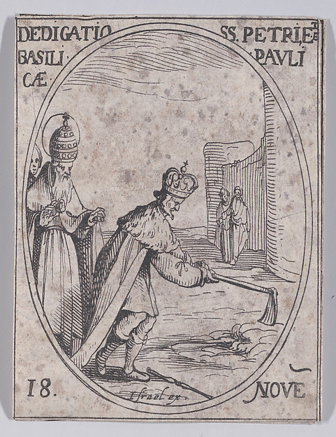 Jacques Callot, Dédicace des Basiliques S. Pierre et S. Paul (Dedication of Basilicas St. Peter and St. Paul), November 18th, from "Les Images De Tous Les Saincts et Saintes de L'Année" (Images of All of the Saints and Religious Events of the Year)