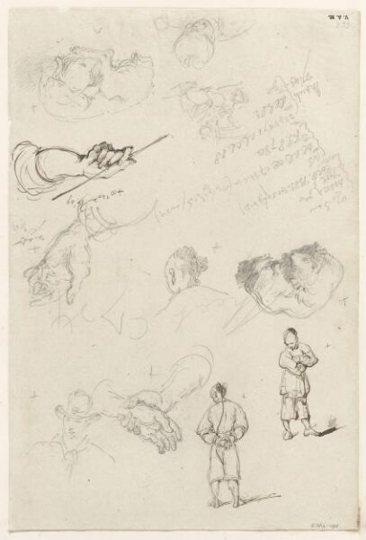 George Chinnery, Studies of figures, hands and dogs