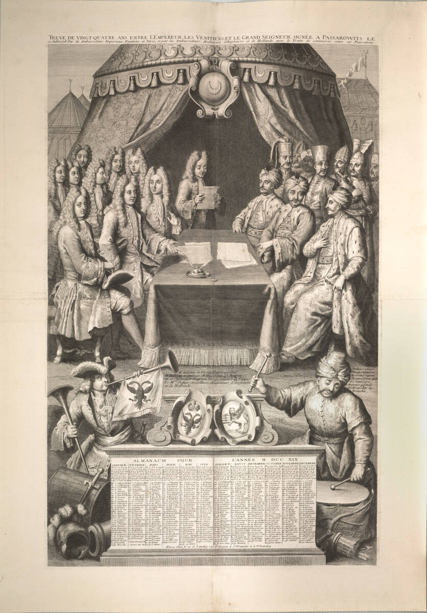 Anonym, Kalenderblatt auf den Frieden von Passarowitz am 21. Juli 1718