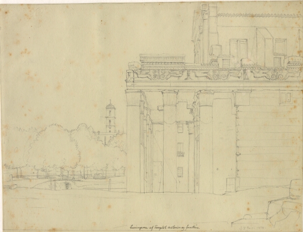 C.W. Eckersberg, Et parti fra Via Sacra, på Forum Romanum med Antonius og Faustina templet og udsigt mod Campidoglio, Rom
